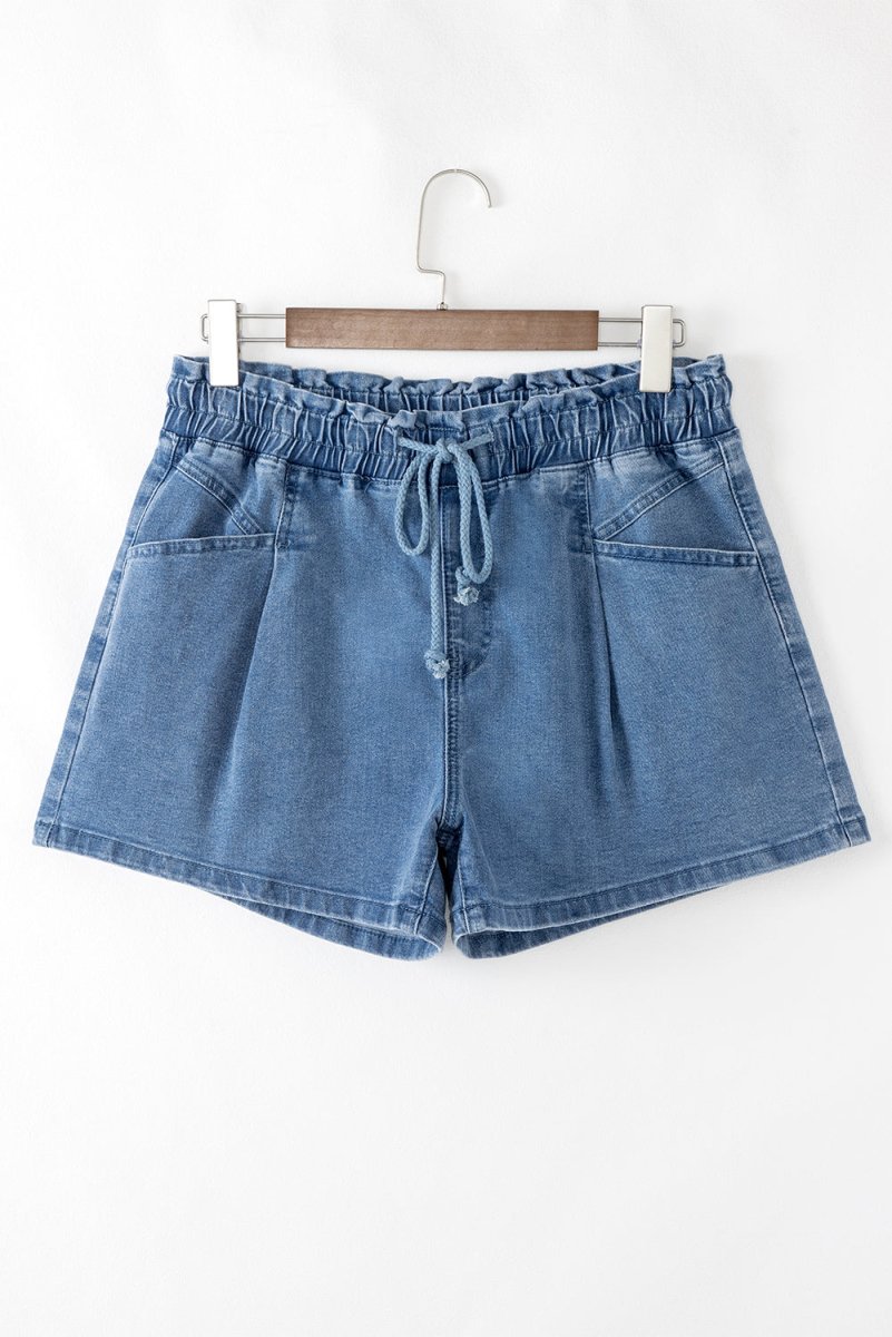 Ashleigh Blue Drawstring High Waist Casual Denim Shorts - Love Salve